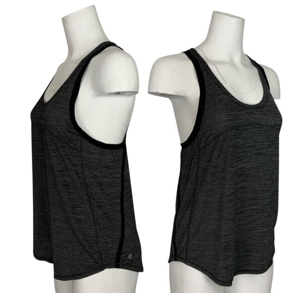Lululemon On Track Singlet Tank Top 4 Heathered Black Logo Athletic Yoga W1AB6S - Picture 3 of 11